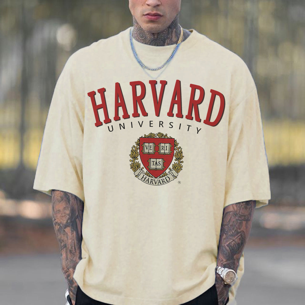 Men White Letter Print Crew Neck Short Sleeves T-Shirt
