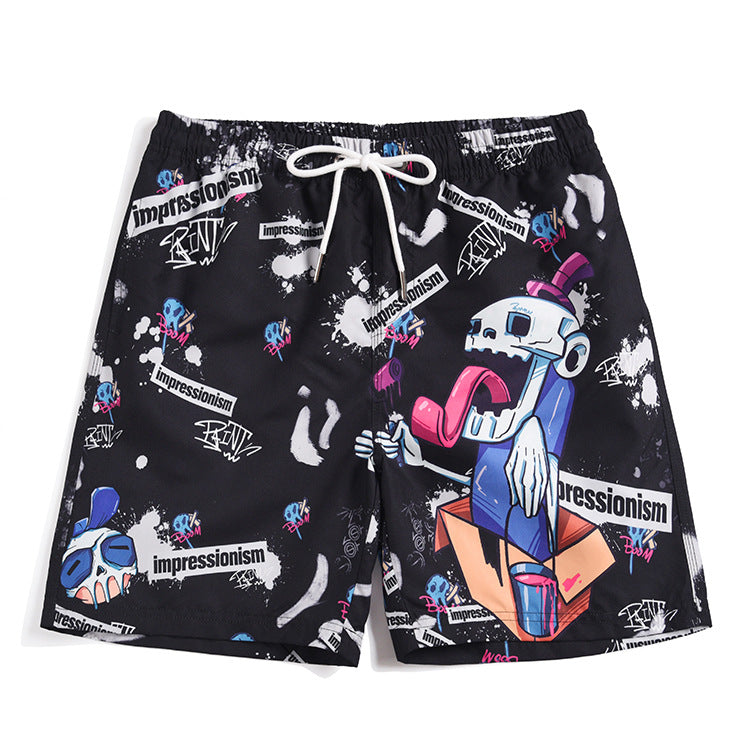 Men's beach pants loose casual cartoon printed shorts