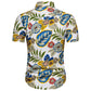 Cotton And Linen Printed Pocket Button-down Shirt