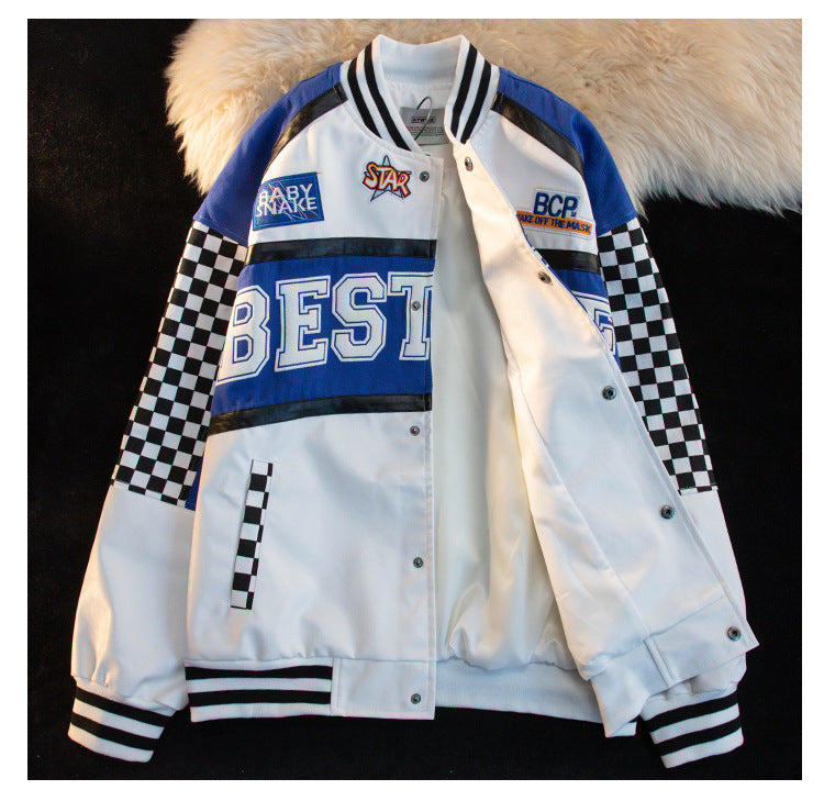 Checkerboard Contrast Jacket Baseball Jersey