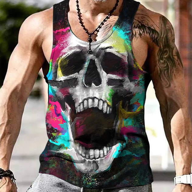 Street Trend Personalized Skull Print Casual Vest
