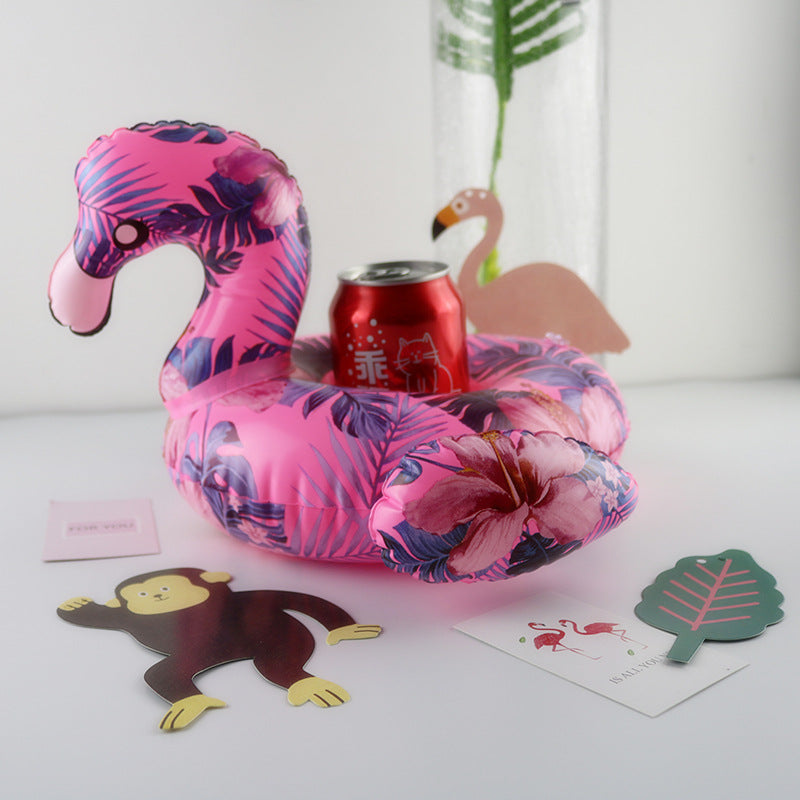 Pattern Flamingo Cup Holder Inflatable Water Coaster Floating Drink Cup Holder