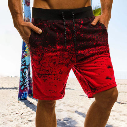 Gradient Print Casual Beach Vacation Men's Shorts