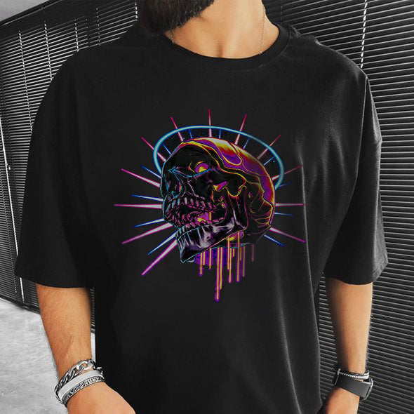 Skull Graphic Print Casual Loose Men's T-Shirt