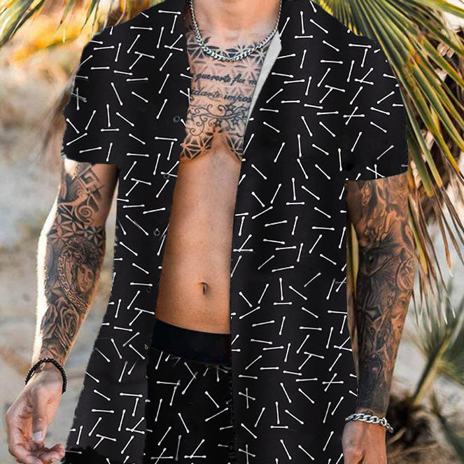 Beach Personality Fashion Trend Print Leisure Vacation Suit