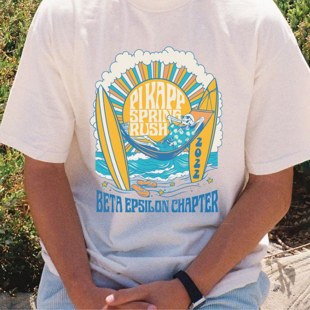 Casual Beach Vacation Surfboard Graphic Print Crew Neck Men's T-Shirt