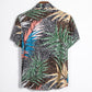 Cotton And Linen Printed Pocket Button-down Shirt