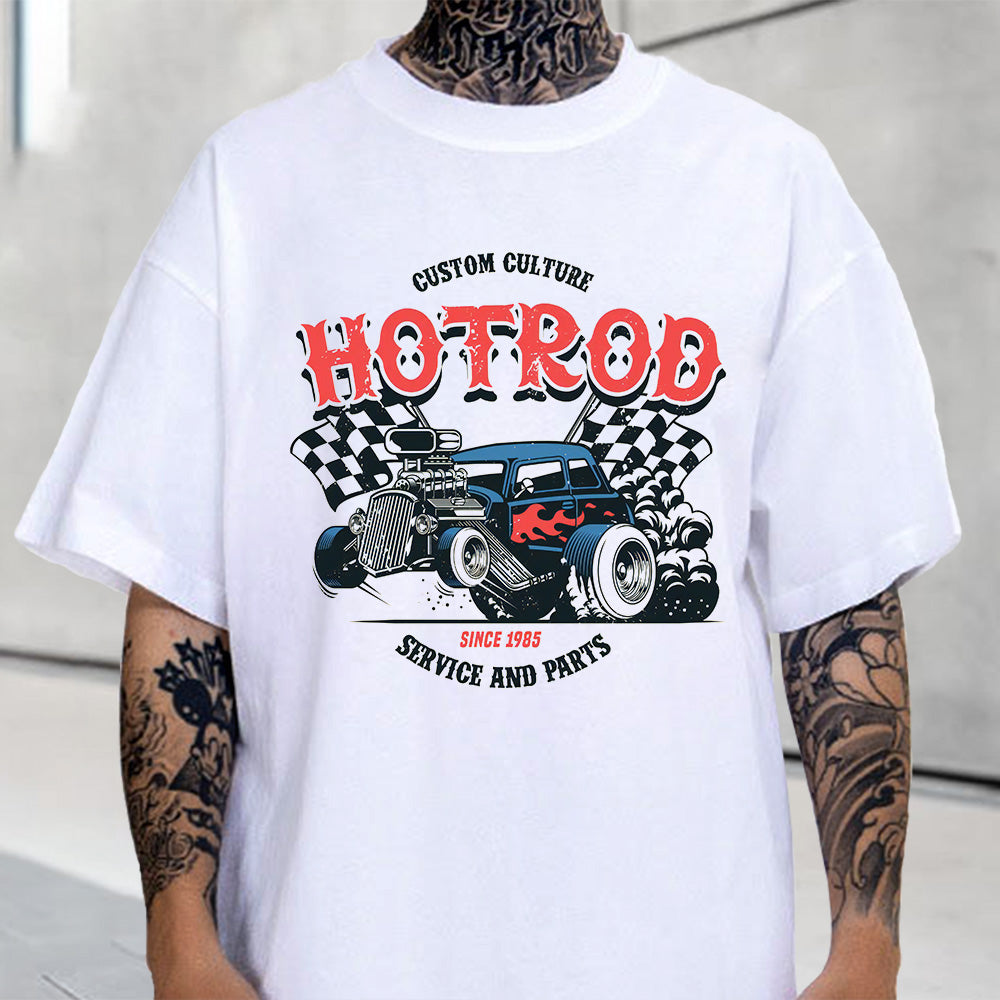 Hot Rod Car Graphic Print Men's Vintage Oversize T-shirt