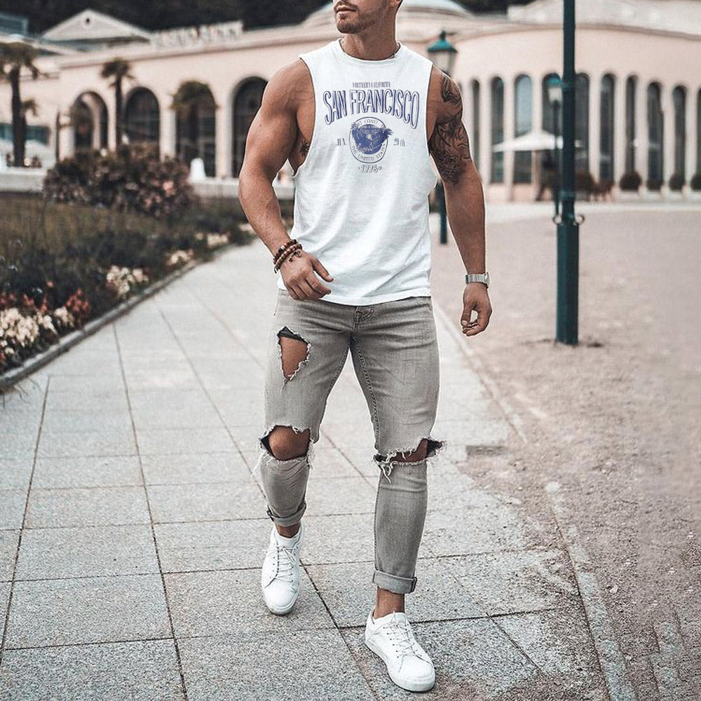 San Francisco Alphabet Graphic Print Athleisure Men's Tank Top