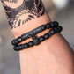 Fashion Men's Black Scrub Lion Head Stretch Bracelet