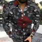 Personality Trend Skull Print Casual Beach Vacation Long Sleeve Shirt