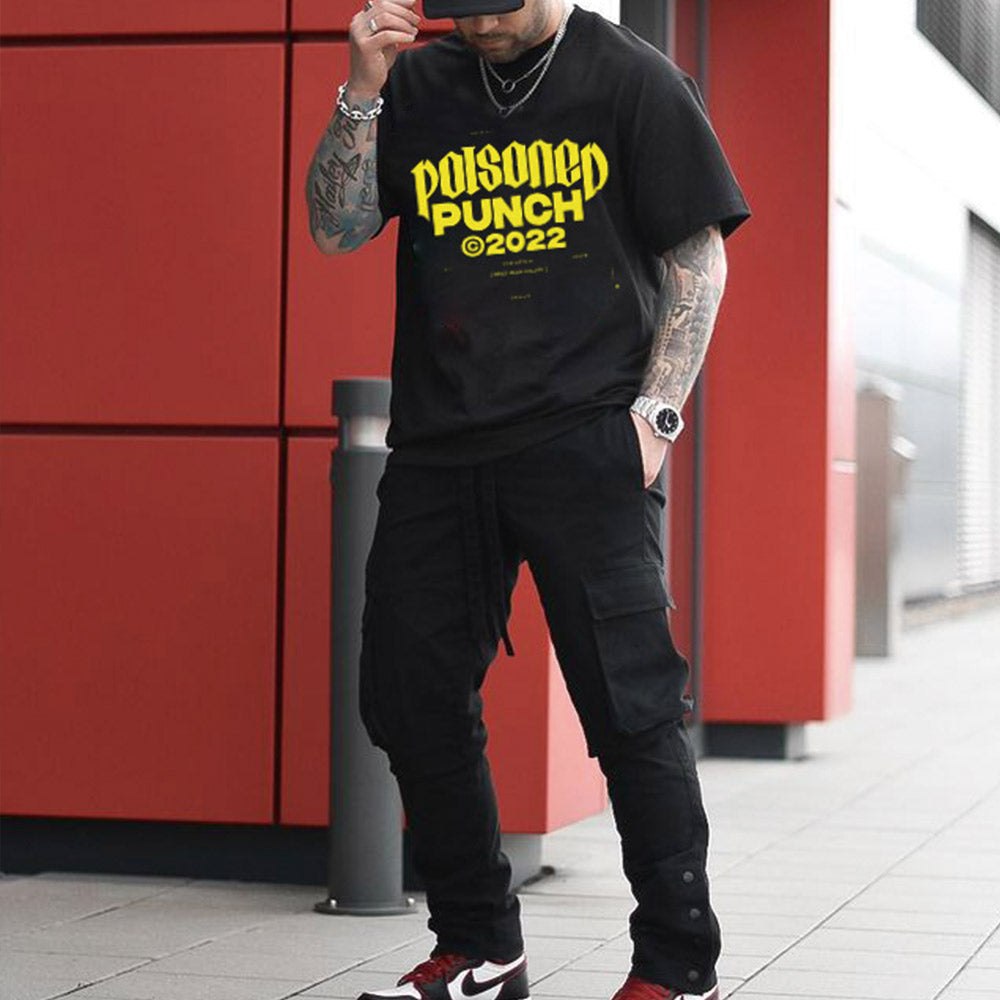 Letter Graphic Print Loose Men's Short Sleeve T-Shirt