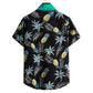 Cotton And Linen Printed Pocket Button-down Shirt