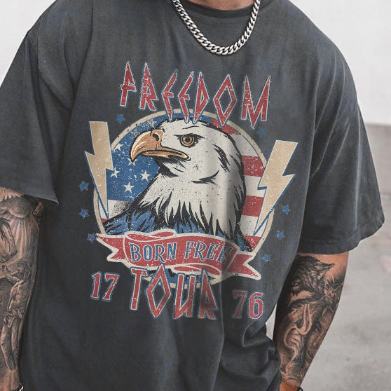 Eagle Alphabet Graphic Print Casual Loose Men's T-Shirt