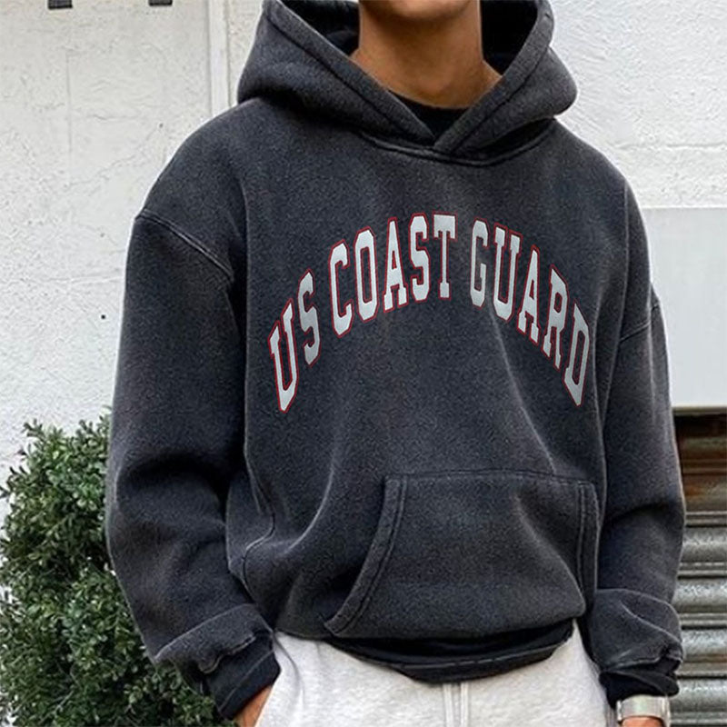 US COAST GUARD  Letter Print Men's Fleece Hoodie 320g