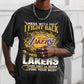 Lakers Alphabet Graphic Print Crew Neck Basic Casual T-Shirt
