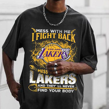 Lakers Alphabet Graphic Print Crew Neck Basic Casual T-Shirt
