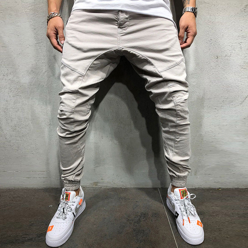 Casual Zip Pocket Lace-up Panelled Sport Cargo Pants