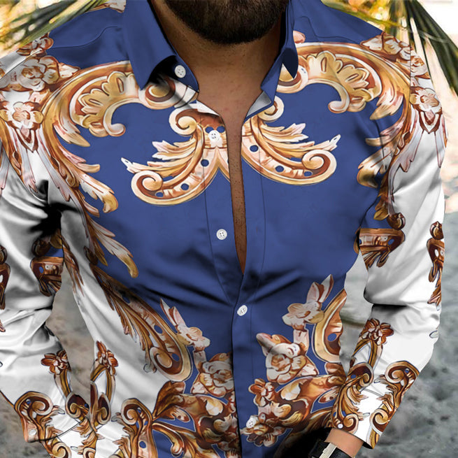 Beach Vacation Unique Trend Personality Digital Printing Fashion Vacation Long Sleeve Shirt