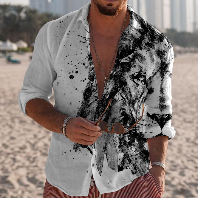 Personalized Trendy Fashion Printed Long Sleeve Simple Shirt