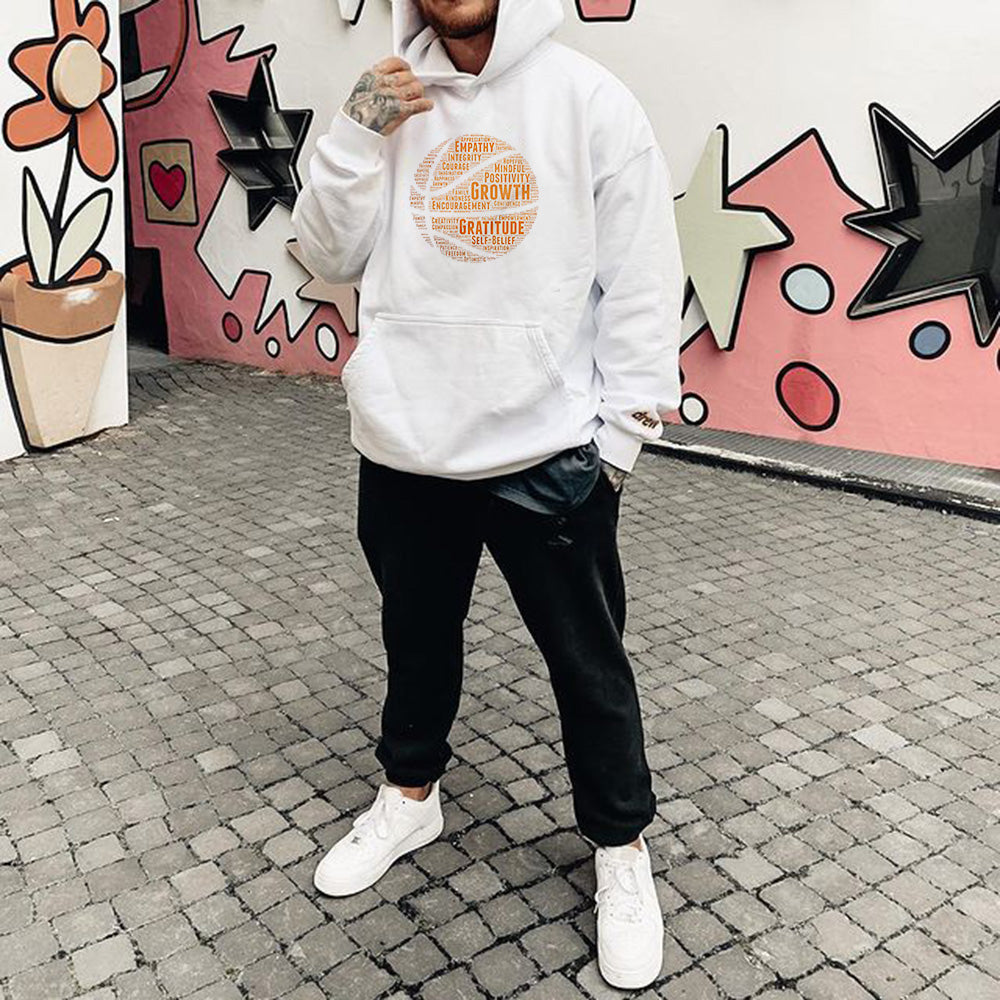 Basketball Alphabet Graphic Print Men's Oversize Street Style Hoodie