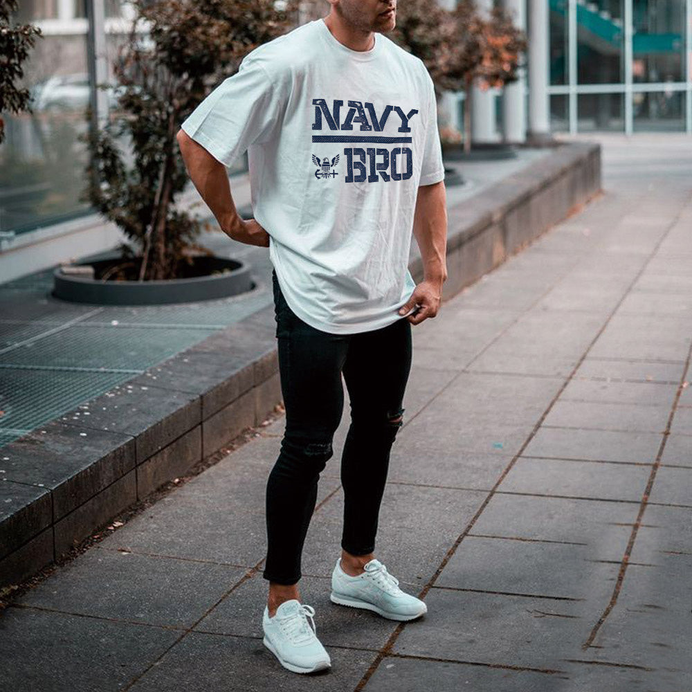 Navy Alphabet Graphic Print Men's T-Shirt