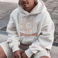 Sun Graphic Print Casual Men's White Hoodie 320g