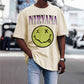 Street Trend Smiley Alphabet Print Crew Neck Short Sleeve T-Shirt