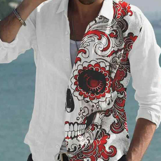 Personalized Fashion Printed Long Sleeve Simple Shirt
