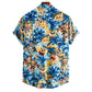 Cotton And Linen Printed Pocket Button-down Shirt