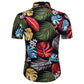 Cotton And Linen Printed Pocket Button-down Shirt