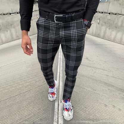 Checked striped casual trousers fashion chinos