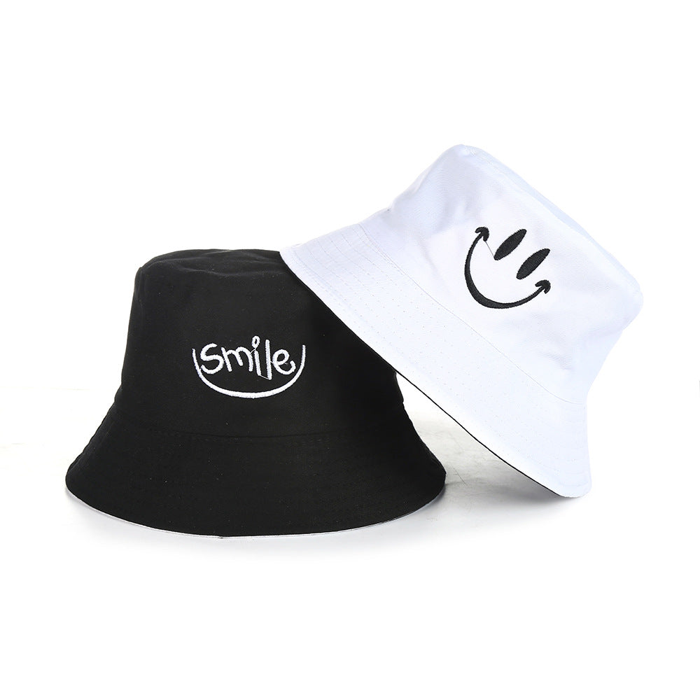 Embroidered Smiley Contrast Reversible Bucket Hat