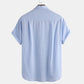 Cotton And Linen Solid Colour Pocket Button Down Shirt