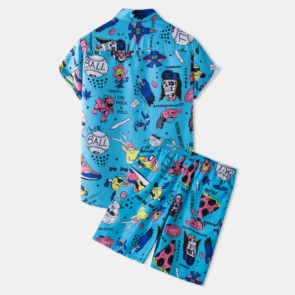 Casual Vacation Print Two-piece Suit
