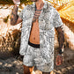 Botanical Print Hawaii Vacation Casual Beach Suit