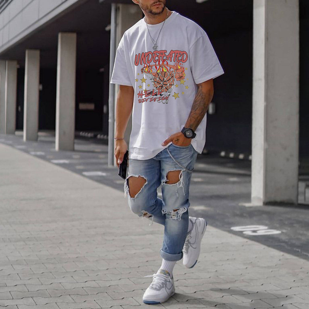 Basketball Graphic Print Casual Loose Men's Short Sleeve T-Shirt