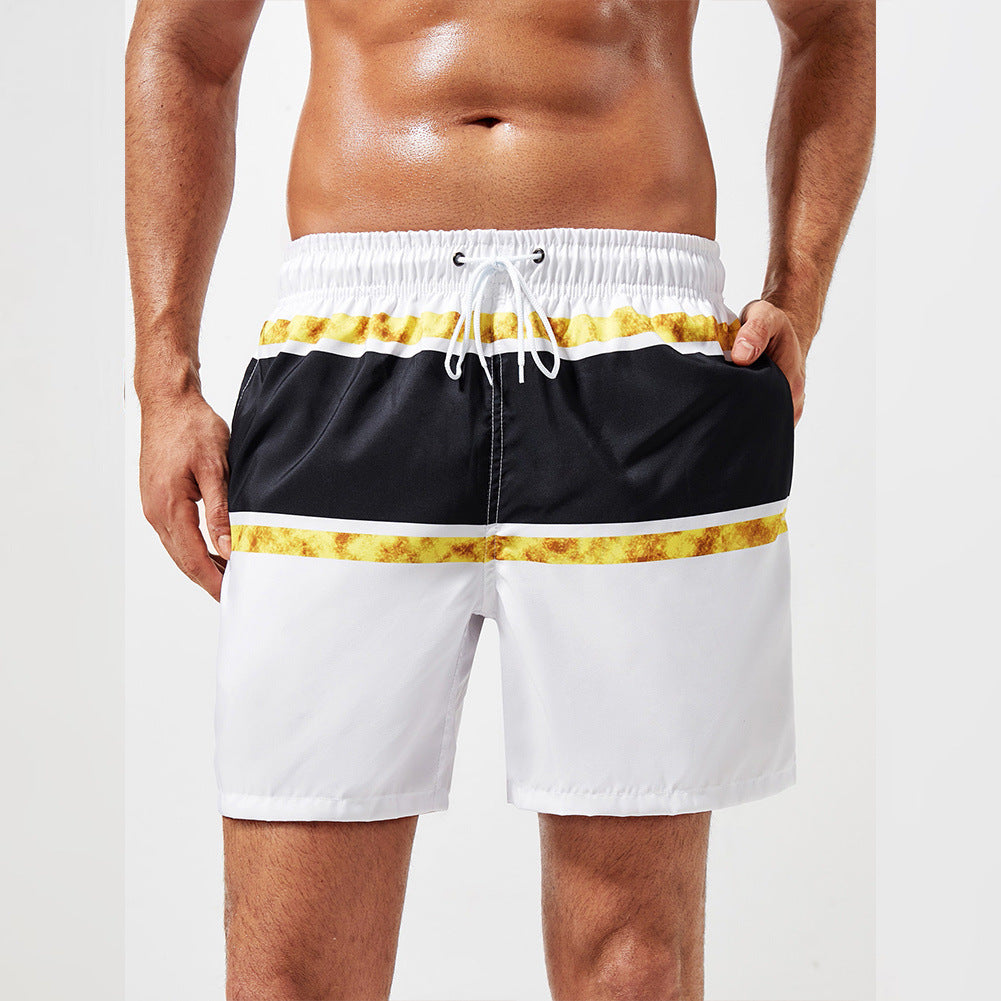 Striped Contrast Print Casual Beach Vacation Men's Shorts