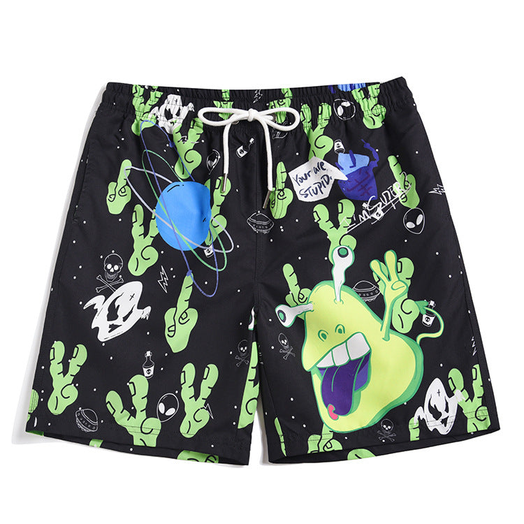 Men's beach pants loose casual cartoon printed shorts