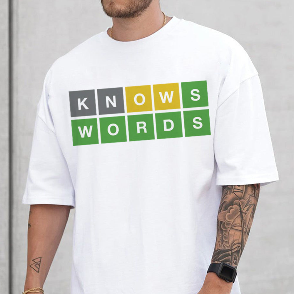 Knows Words Letter Print Casual Men's T-Shirt