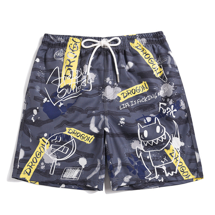 Men's beach pants loose casual cartoon printed shorts