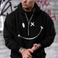 Smile Print Men's Fleece Hoodie Black 320g