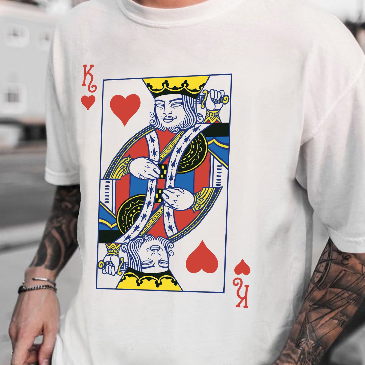Poker Graphic Print Loose Short Sleeve Men's T-Shirt