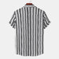 Fashion Stripe Print Lapel Button Short Sleeve Shirt