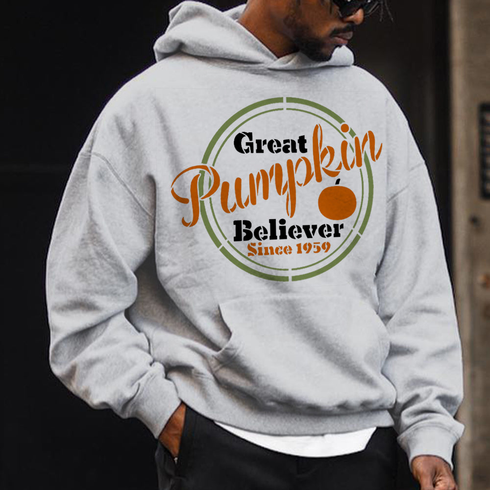 Halloween Pumpkin Graphic Casual Men's Hoodie Sweatshirt