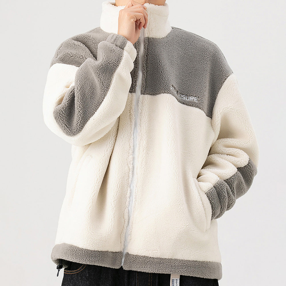 Men's Fashion Stitching Embroidery Sherpa Jackets