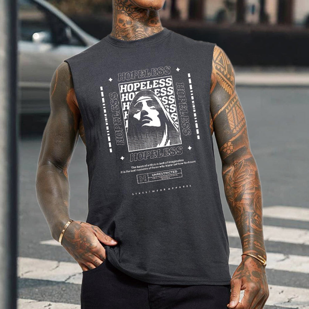 Hopeless Graphic Print Loose Men's Tank Top