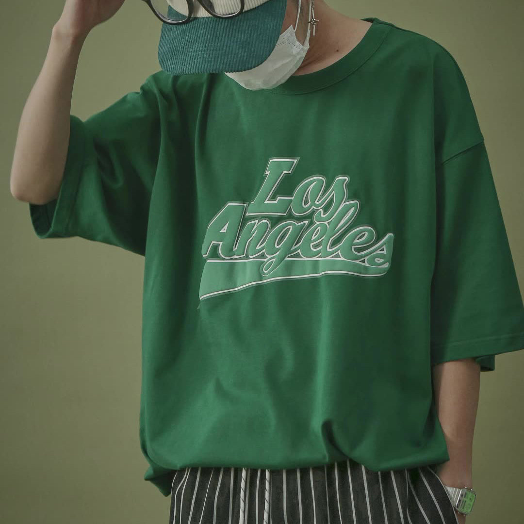 LA Foam Letter Print Short Sleeve Men's T-Shirt