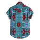 Cotton And Linen Printed Pocket Button-down Shirt