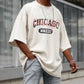 Chicago Graphic Print Loose Men's Short Sleeve T-Shirt